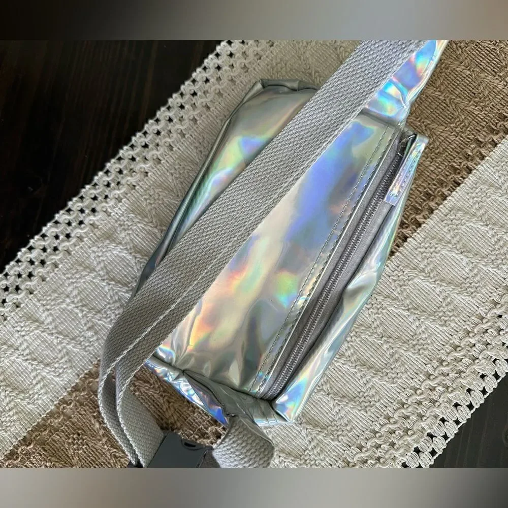 Holographic Silver Festival Fanny Pack Crossbody Purse